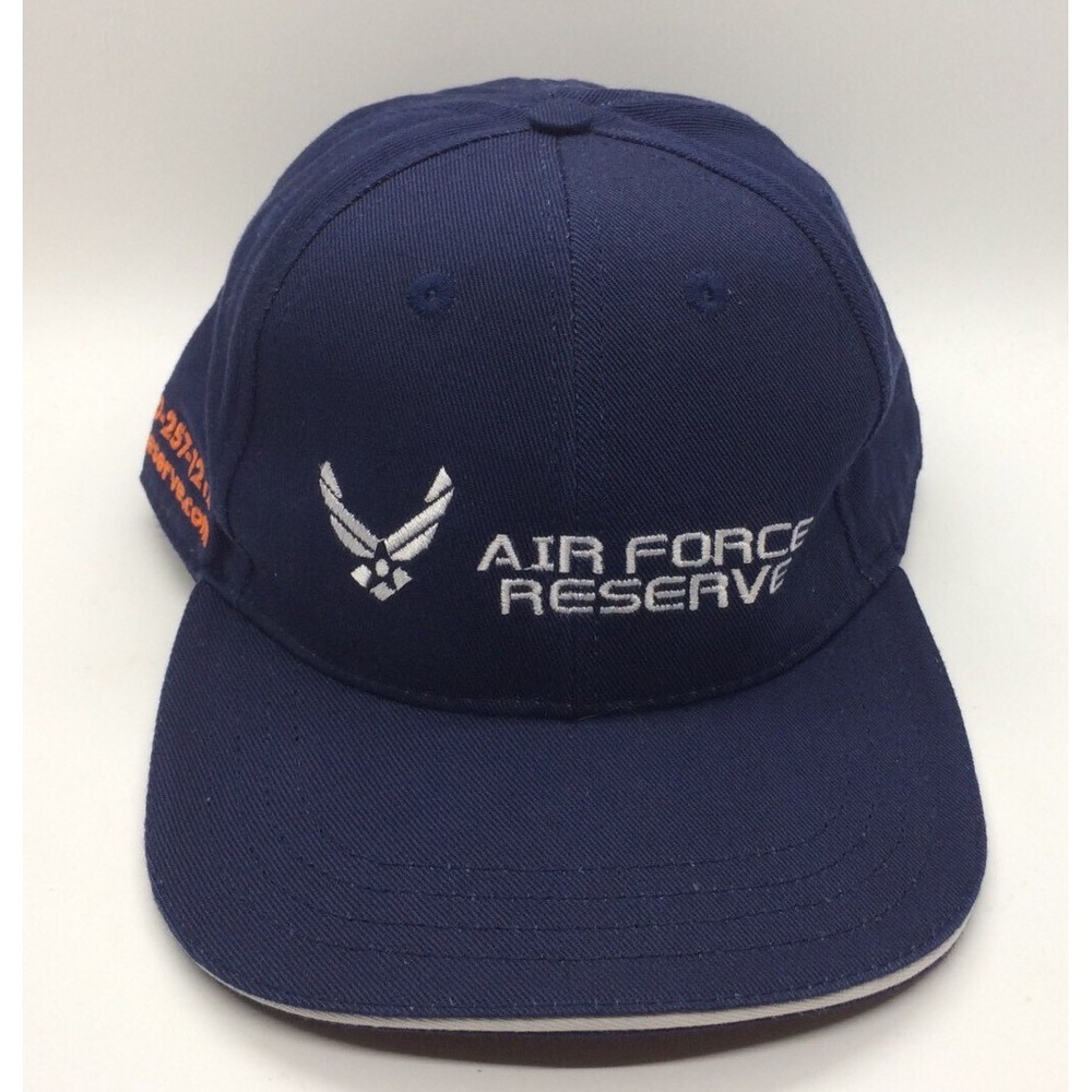 Air Force Reserve Logo Navy Blue Adjustable Hook & Loop Made In USA Dad Cap
